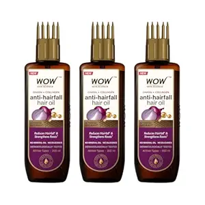 WOW Skin Science Onion Black Seed Anti-Hairfall Hair Oil – Pack of 3 Bottles for Hair Growth and Thickness Naturally