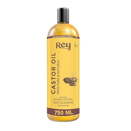 Rey Naturals Castor Oil Bottle – 750ml Virgin Coldpressed Oil for Hair Growth and Thickness Naturally