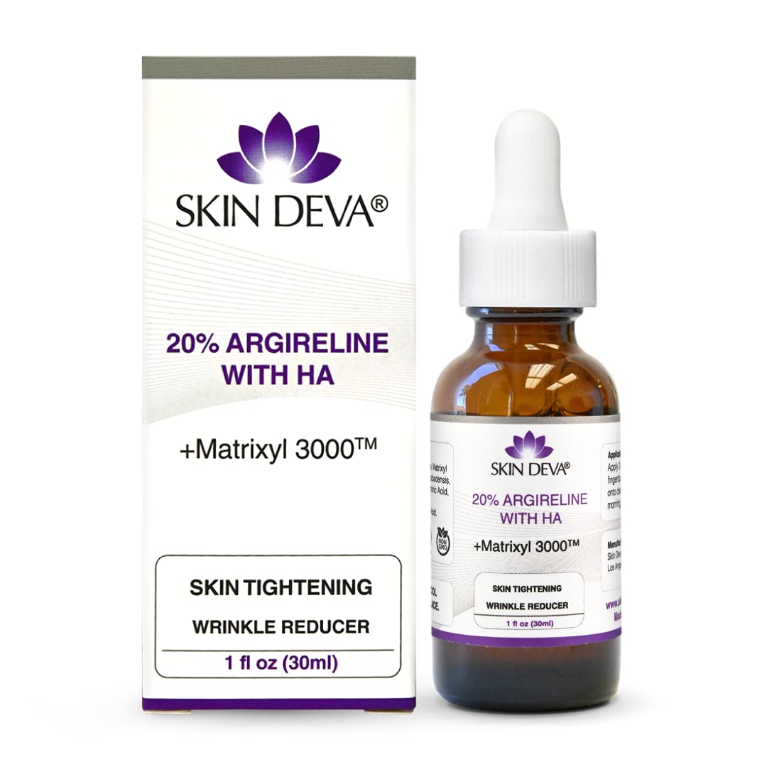 Skin Deva 20% Argireline with HA serum – Anti-aging skincare for dry skin with Matrixyl 3000 for wrinkle reduction and hydration.