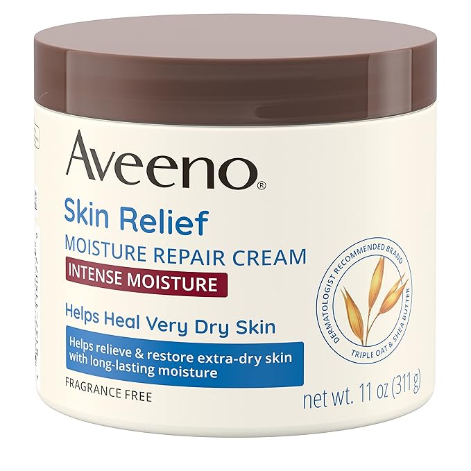 Aveeno Skin Relief Moisture Repair Cream – Intense moisture skincare for dry skin with oat and shea butter, fragrance-free