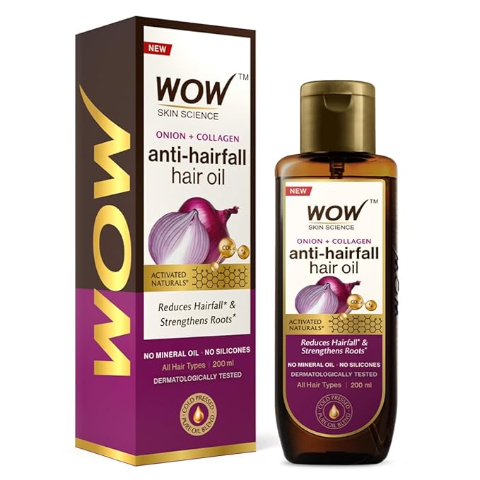 WOW Skin Science Onion + Collagen Anti-Hairfall Hair Oil – One of the Best Hair Oils for Men
