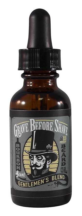 Grave Before Shave Gentlemen's Blend – Beard Oil for Patchy Beard Growth in amber bottle with dropper